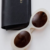 White TRIOMPHE Acetate Oval Sunglasses / CELINE