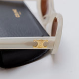 White TRIOMPHE Acetate Oval Sunglasses / CELINE