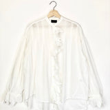 White TUPELO Lightweight Khadi Cotton Ruffled Blouse / LAURENCE BRAS - Size 0
