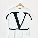 White V Logo Print Cotton Short Sleeve T-shirt / VALENTINO - Size XS