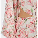 White with Pink Floral Print LAYLA Asymmetric Gown Dress / BRONX & BANCO - Size S