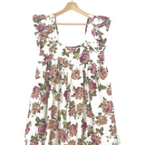 White/Antique Floral JUDE Printed Linen Mini Dress  / POSSE - Size XS