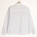 White/Blue Stripes DARIUS 130 Cotton Shirt / CHLOE STORA - Size 34