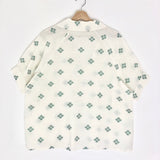 White/Green Metallic Design Cotton Blouse / LOVIKA