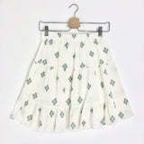 White/Green Metallic Design Ruffled Skirt / LOVIKA