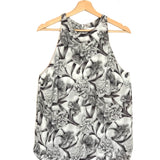 White/Grey Floral-print Halter Neck Tank Top / ZIMMERMANN - Size 3