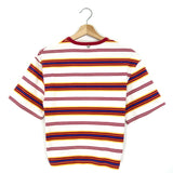 White/Red Striped Cotton Ring Detail T-Shirt / RABANNE - Size 34