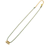 Woven Metallic Cord with Small Cylinder Barrel Pendant Necklace