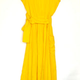 Yellow CLARISSA Short Sleeves Linen Wrap Dress / THREE GRACES LONDON - Size UK 10