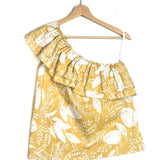 Yellow Floral Print Asymmetric Blouse / SEZANE - Size 36