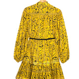 Yellow LULU Printed Belted Cotton Mini Dress / ZIMMERMANN - Size US 1