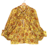 Yellow MAEVA BLOOM 70's Floral Printed Cotton Blouse / THE LABEL EDITION - Size S