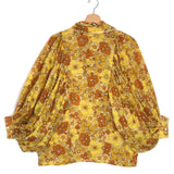 Yellow MAEVA BLOOM 70's Floral Printed Cotton Blouse / THE LABEL EDITION - Size S