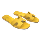 Yellow ORAN Leather Flat Sandals / HERMES - Size 39.5