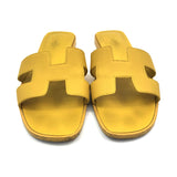 Yellow ORAN Leather Flat Sandals / HERMES - Size 39.5