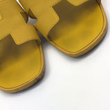 Yellow ORAN Leather Flat Sandals / HERMES - Size 39.5