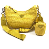 Yellow Re-Edition 2005 Raffia Crochet-knit Shoulder Bag / PRADA