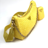 Yellow Re-Edition 2005 Raffia Crochet-knit Shoulder Bag / PRADA