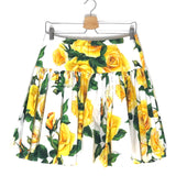 Yellow Rose Print Flared Cotton Skirt / DOLCE & GABBANA - Size IT 42