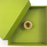 Yellow Stone and Zircon Cocktail Ring / BE MAAD