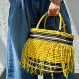 Yellow Straw Bucket Bag / SENSI STUDIO