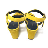 Yellow Suede Ankle Strap Block Heel Sandals / CELINE - Size 37