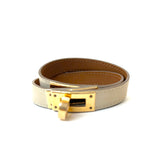 Yellow/Gold KELLY Double Tour Swift Calfskin Bracelet / HERMES